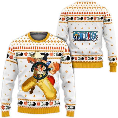 Divesart - Divertente maglione di Natale brutto Rufy e felpa con cappuccio personalizzato One Piece Anime Xmas Gifts